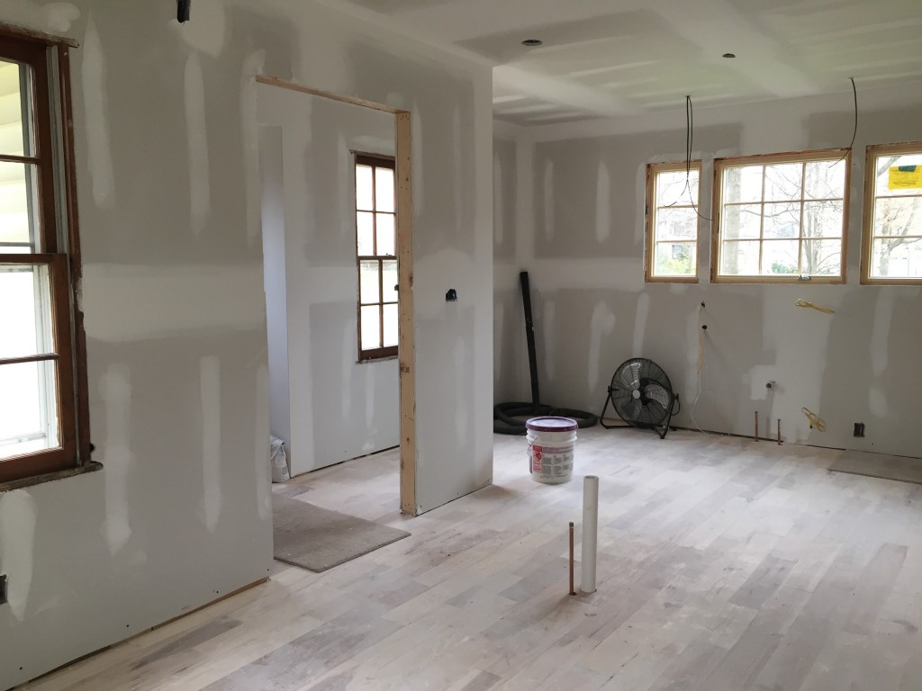 Pantry will be to the left of the bank of windows