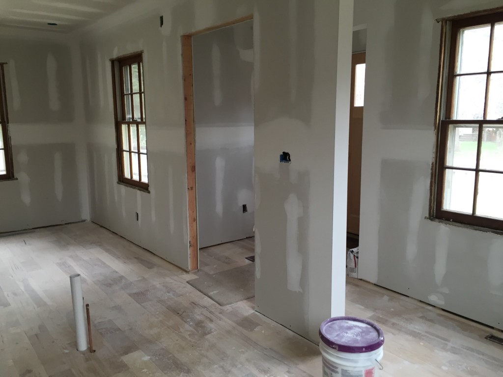 Toward the entry. Cabinets will be next to this window as well.